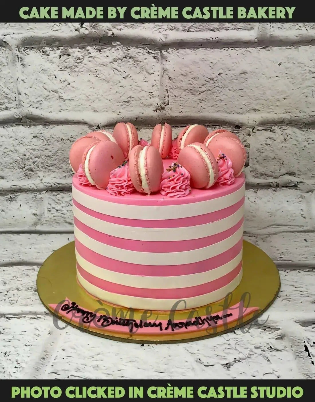 Patterned Macaroon Design Cake - Creme Castle