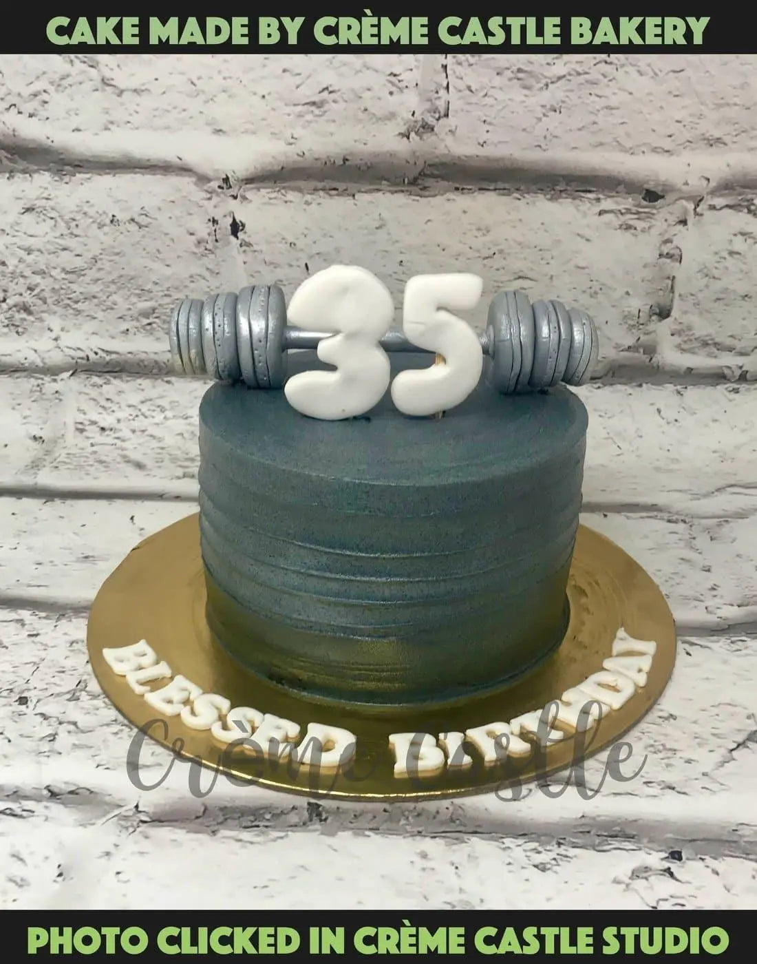 Gym Dumbbell Design Cake - Creme Castle