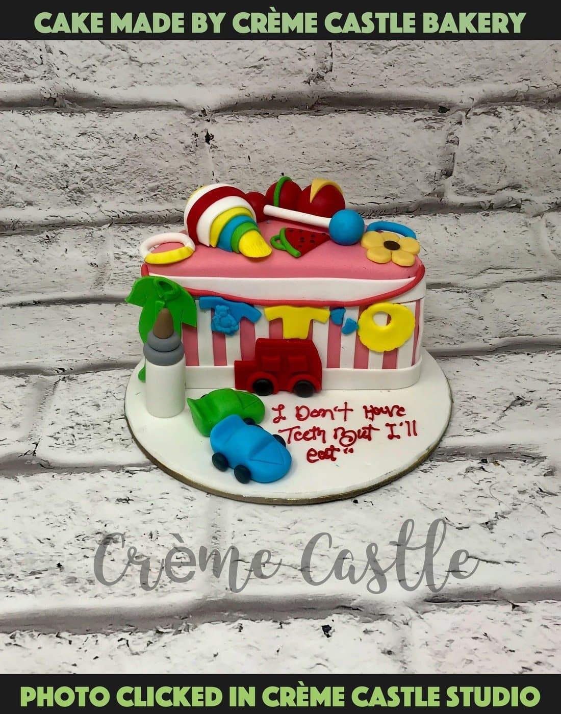 Ladder 6 Months Design Cake - Creme Castle