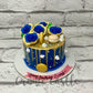 Golden Blue Design Cake - Creme Castle