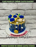 Golden Blue Design Cake