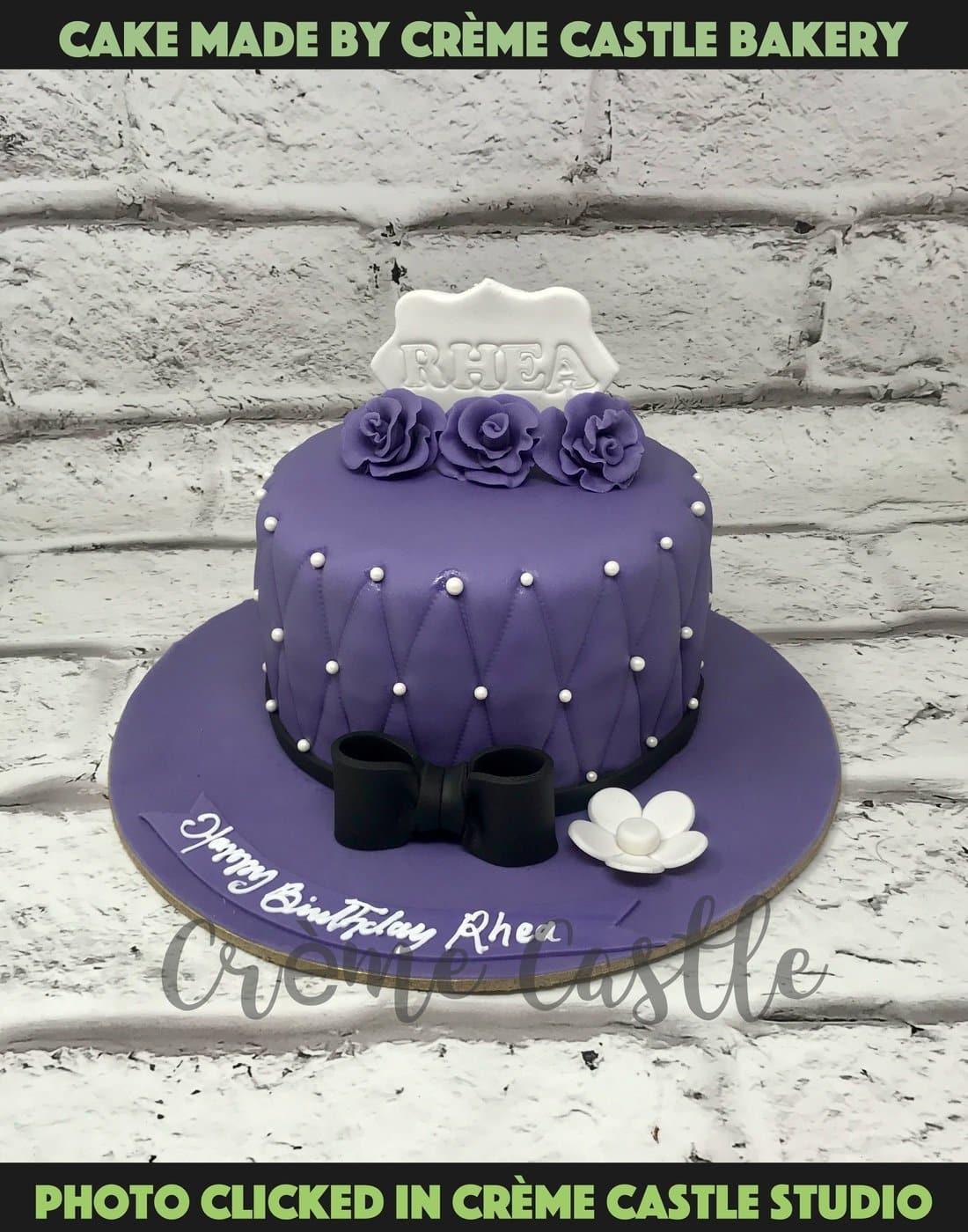 Purple Quilt Design Cake - Creme Castle