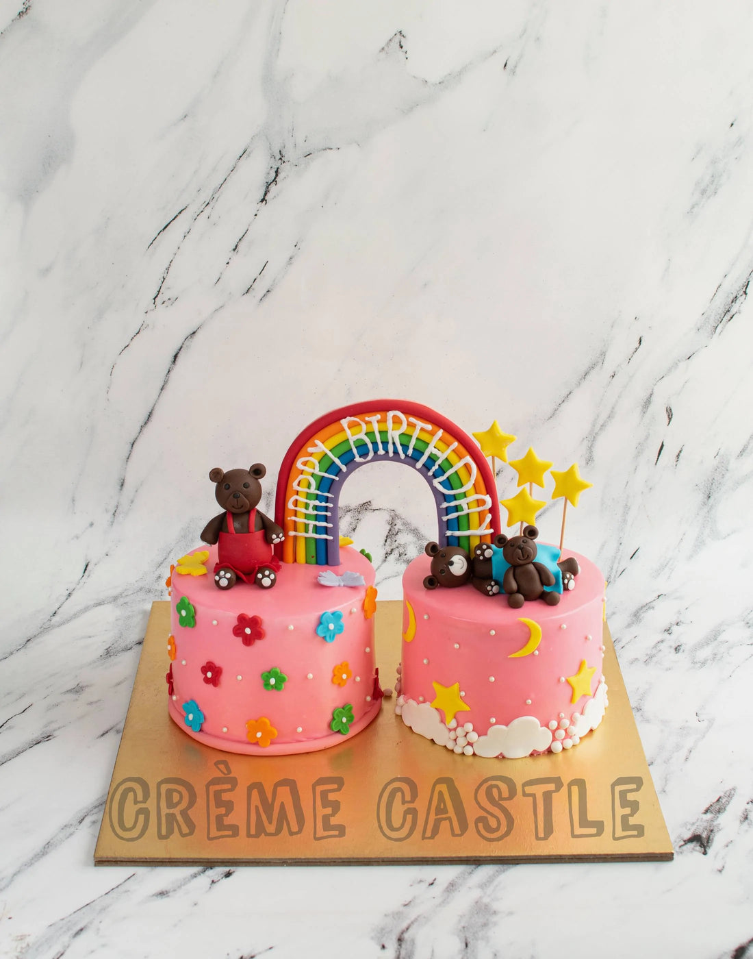 Cake for Twins. Twin Girls Rainbow Cake. Noida & Gurgaon