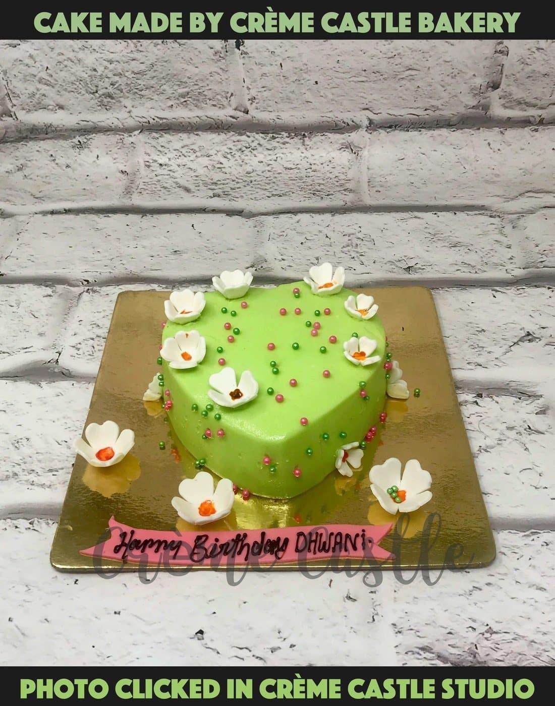 Green Heart Cake. Valentine Day Cake. Anniversary Cake. Noida Gurgaon