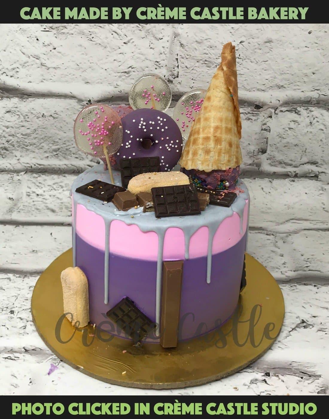 Multicolour Drip Design Cake - Creme Castle