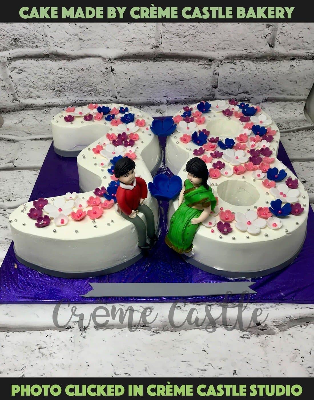wedding anniversary theme cake. fresh cream pinapple cake with handmade  edibe figurine #homemade #freshlybaked⠀ #cake #lahore #dessert… | Instagram