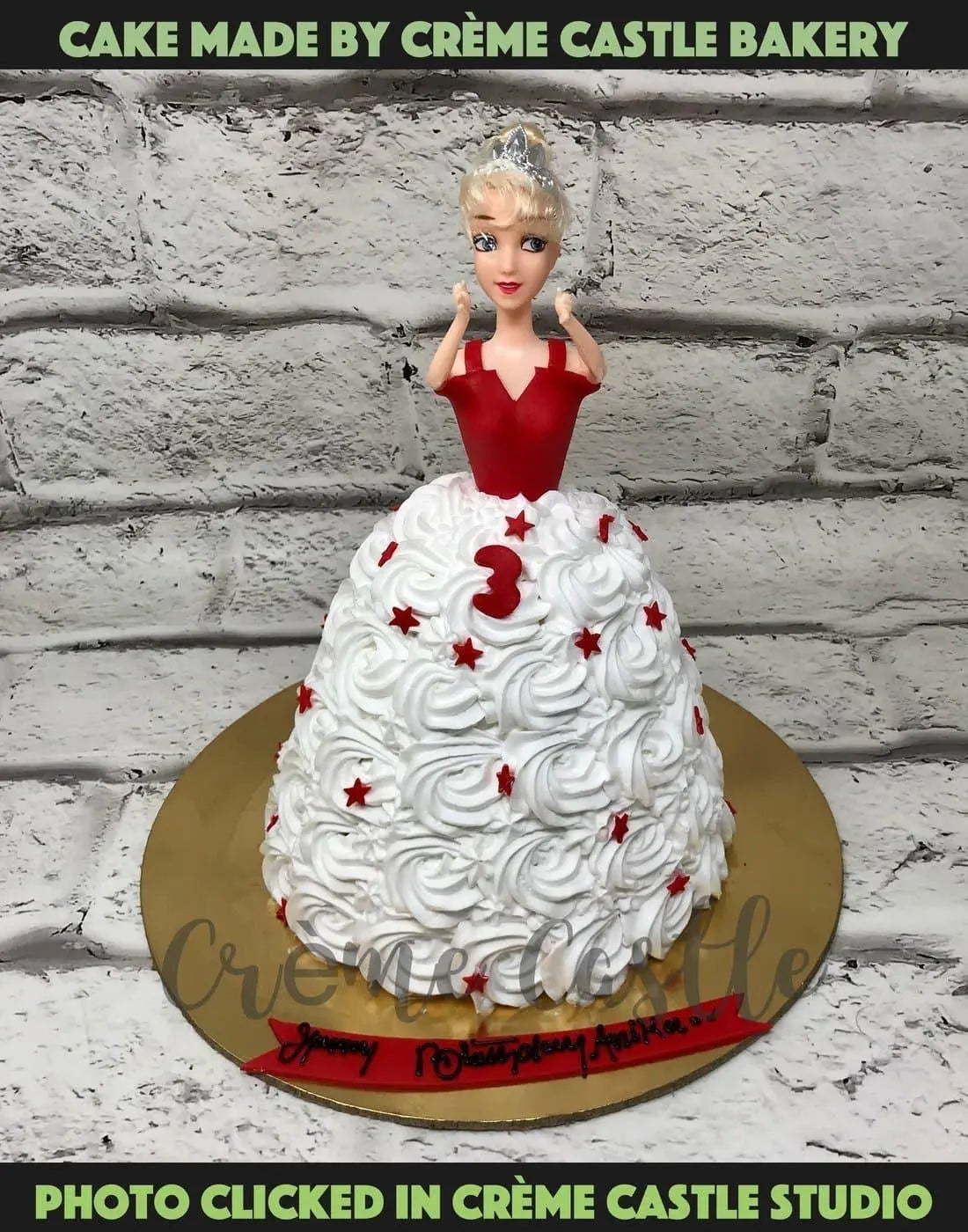 Red and White Barbie Cake. Cake Designs of Girls. Noida & Gurgaon