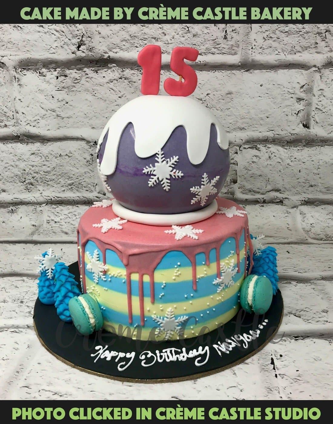 Elsa theme Cake. Snow Rainbow Tier Cake. Noida & Gurgaon