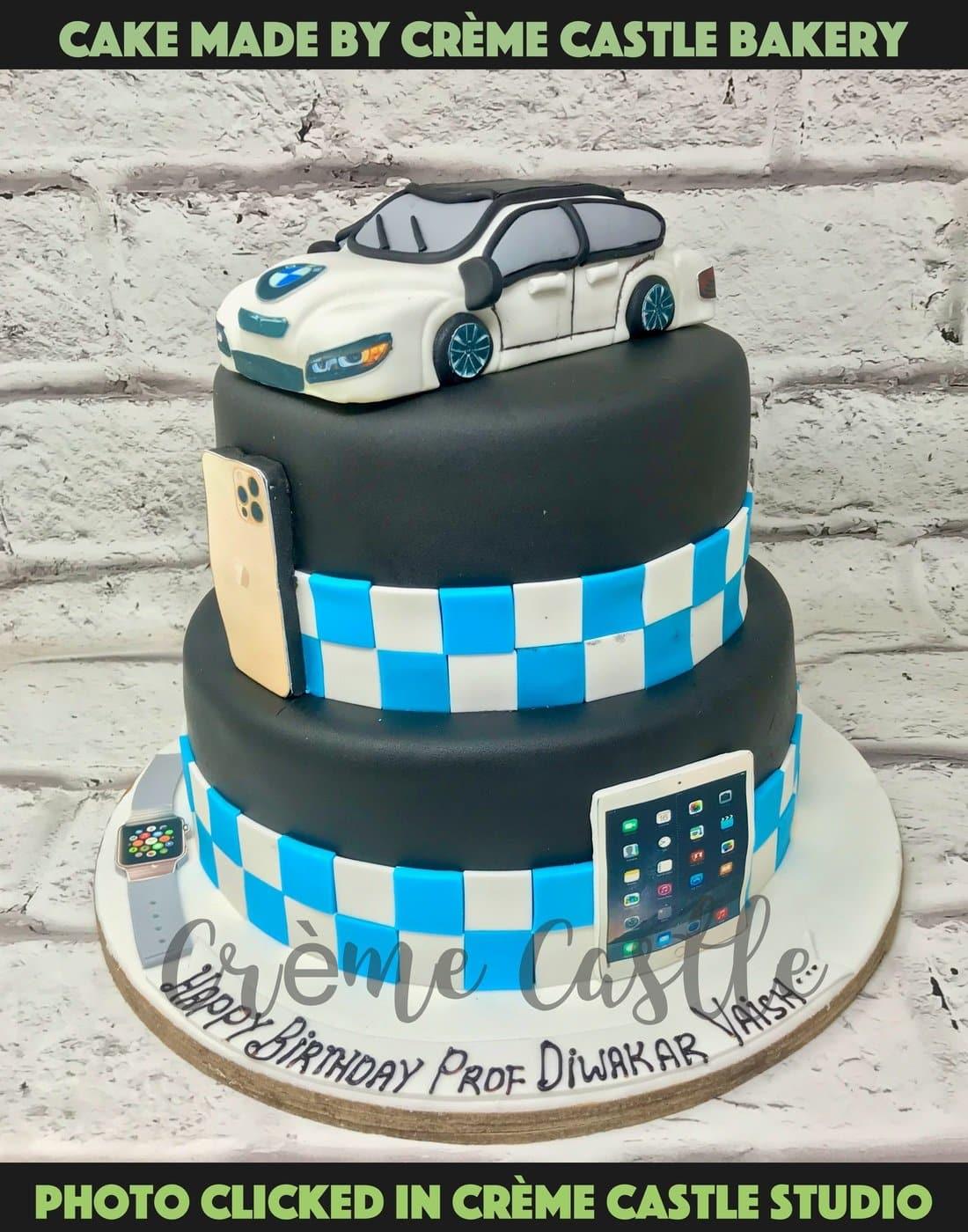 BMW Shape Tier Design Cake - Creme Castle