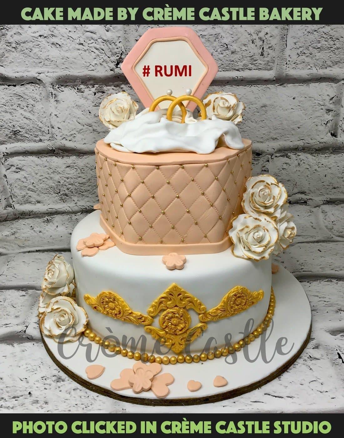 Ring Pink Theme Anniversary Cake - Fondant Cakes in Lahore