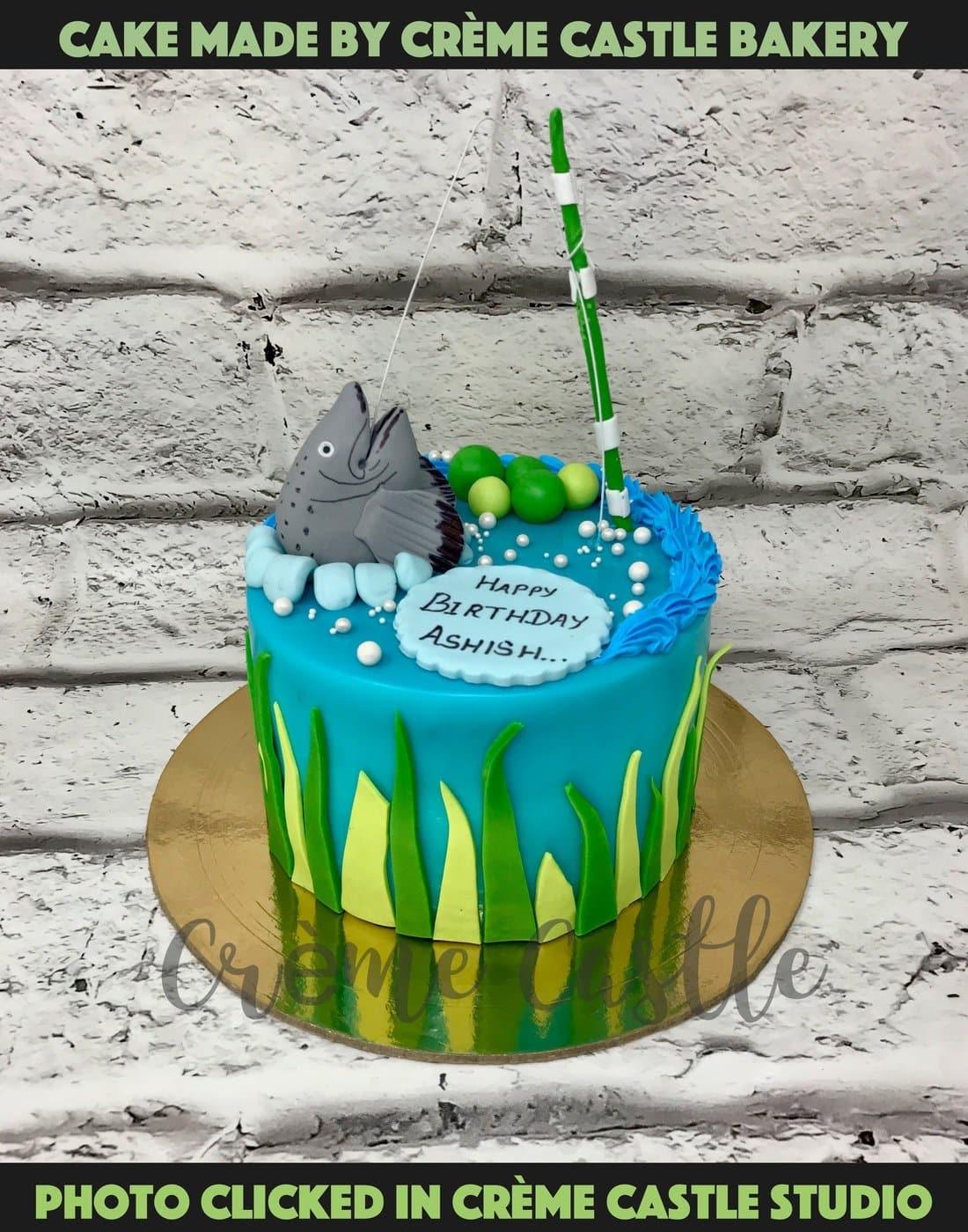 Amazon.com: 1 PCS Gone Fishing Happy Birthday Cake Topper with 3D Eye  Assembled Glitter The Big One Fisherman Cake Pick for Fishing Theme Baby  Shower Kids Boys Birthday Party Cake Decorations Supplies :