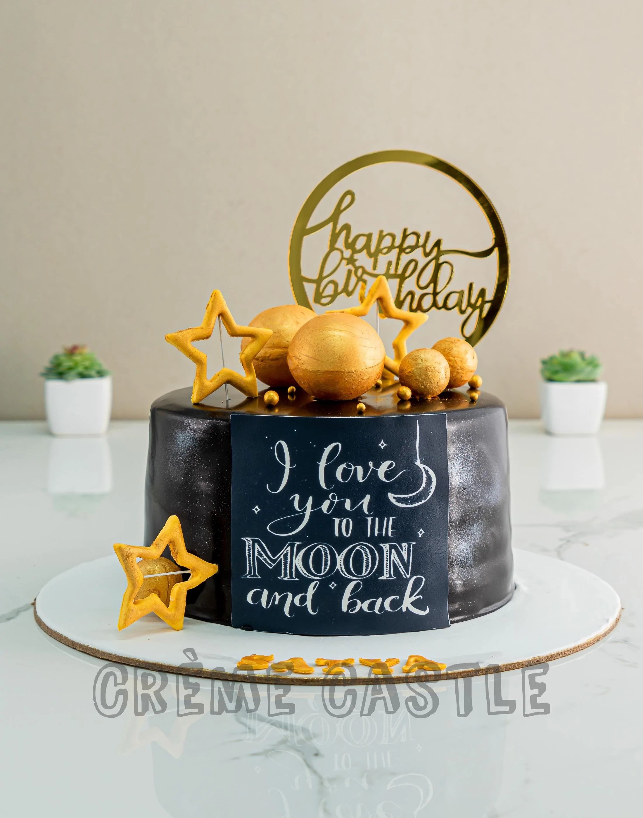 Blue and Gold Birthday Cake  Cake for Husband  Daddys birthday Cake   Liliyum Patisserie  Cafe