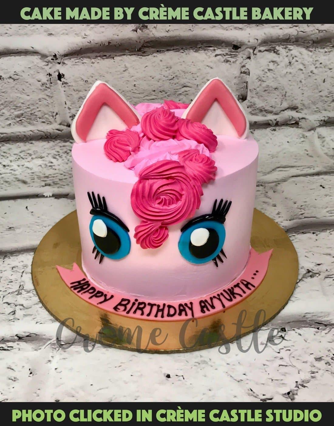 Pink Unicorn Face Design Cake - Creme Castle