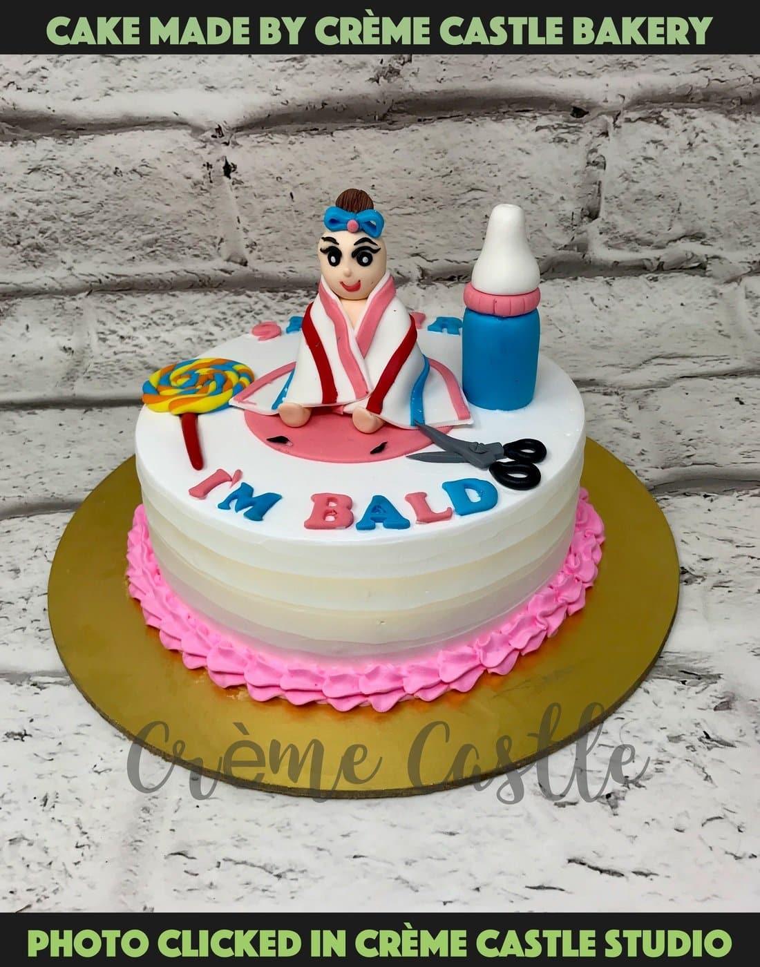 Mundan Ceremony Cake with Scissors and Sprinkles