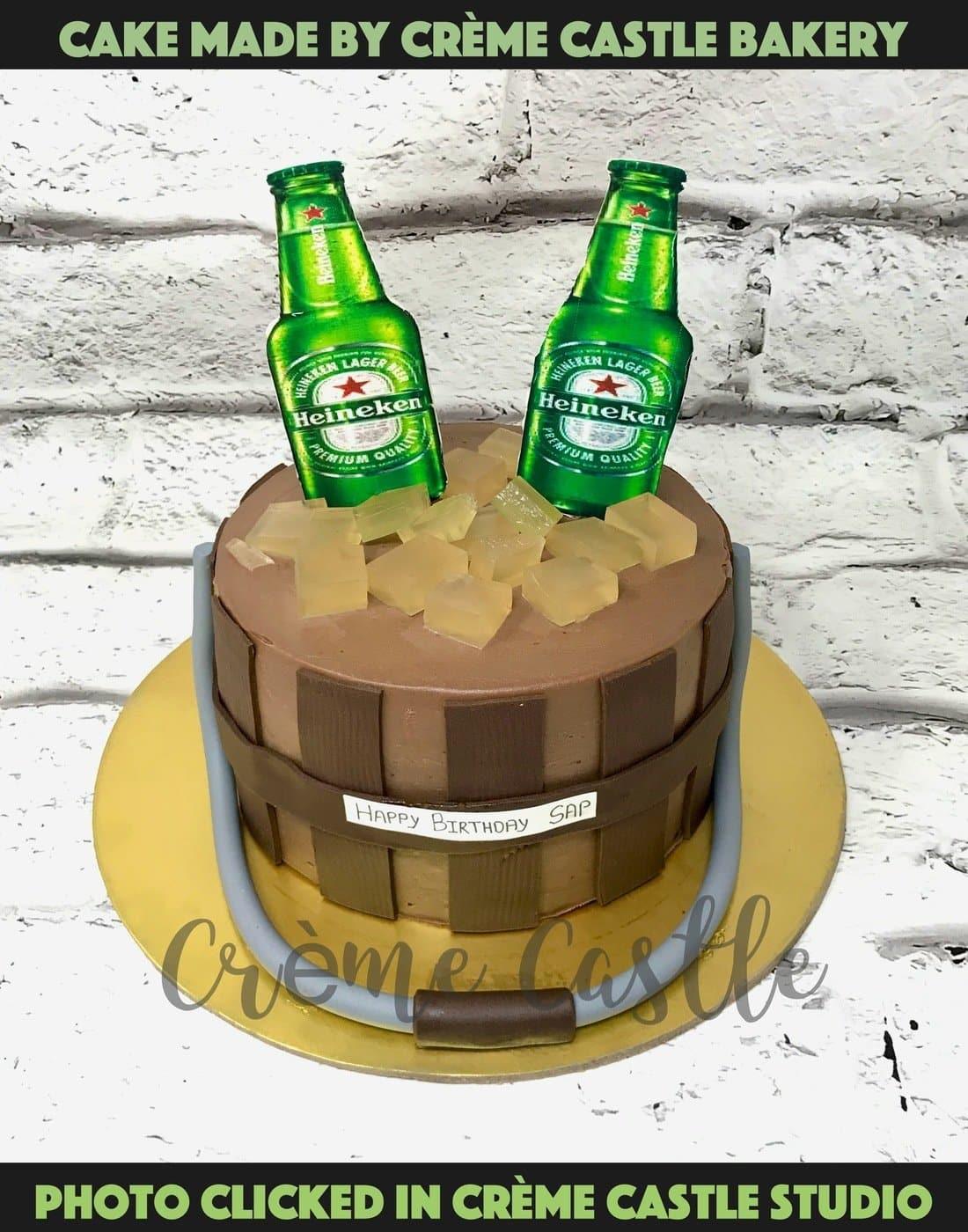 Beer Barrel Design Cake - Creme Castle