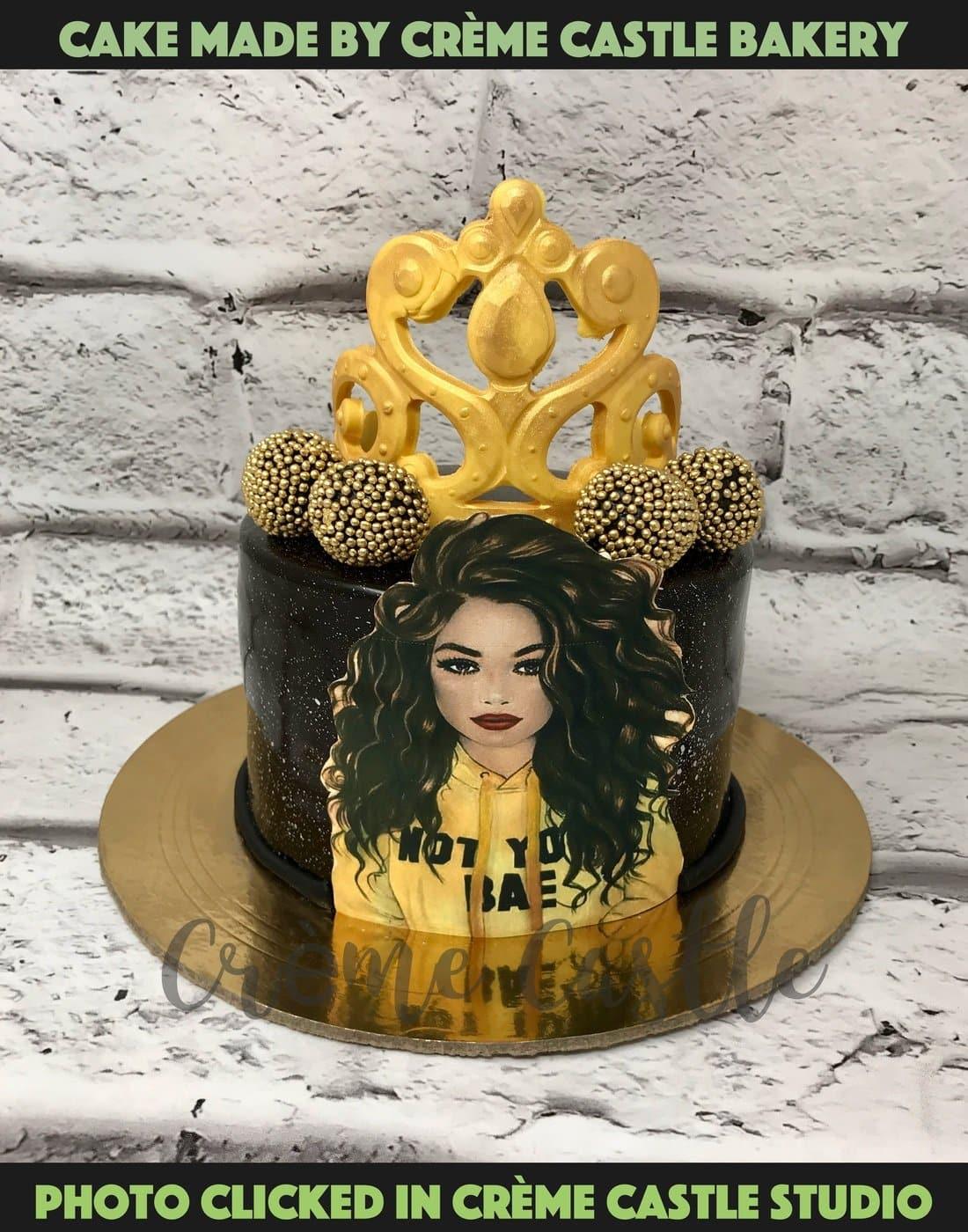 Girl in Tiara Design Cake - Creme Castle