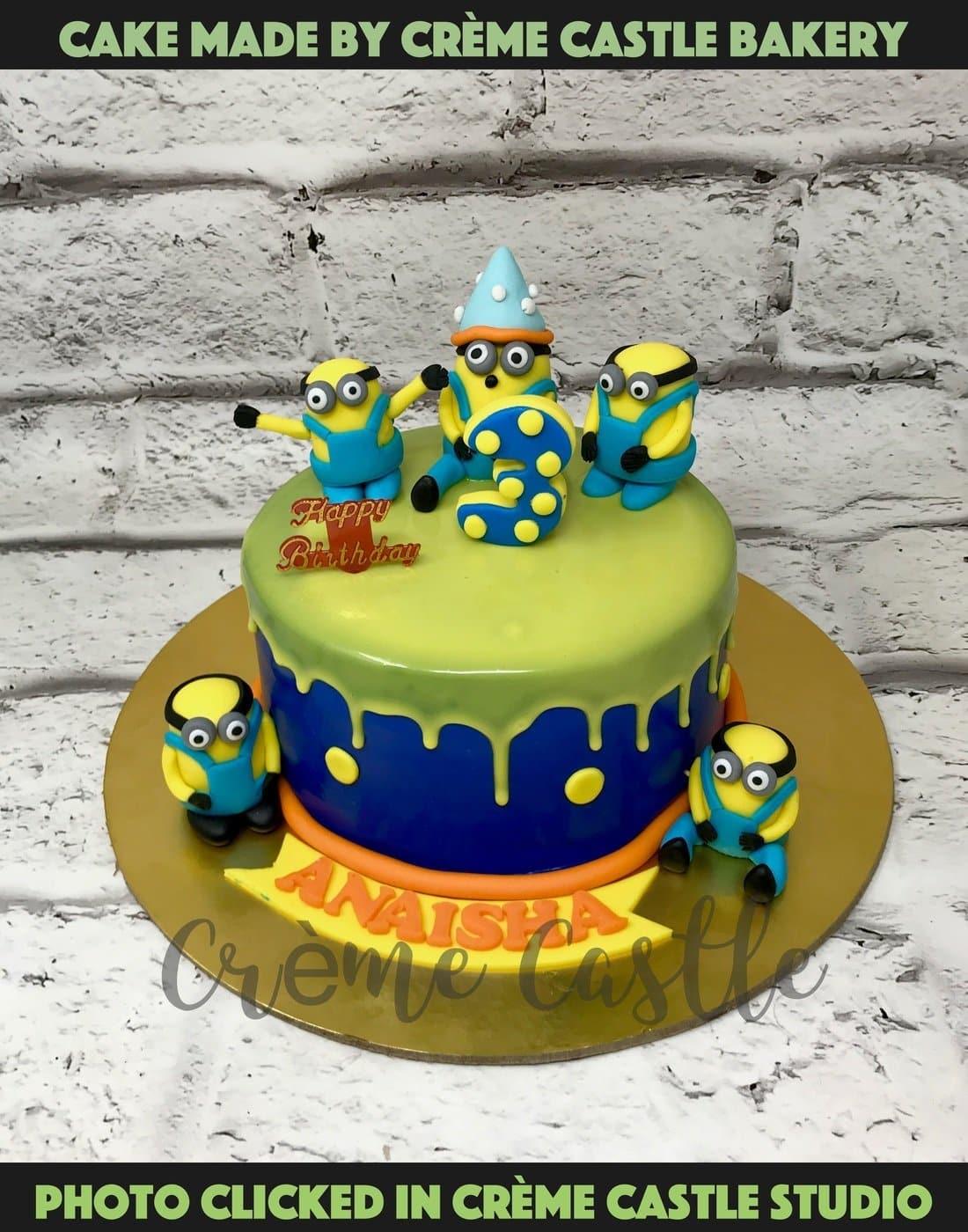 Minion Drip Design Cake - Creme Castle