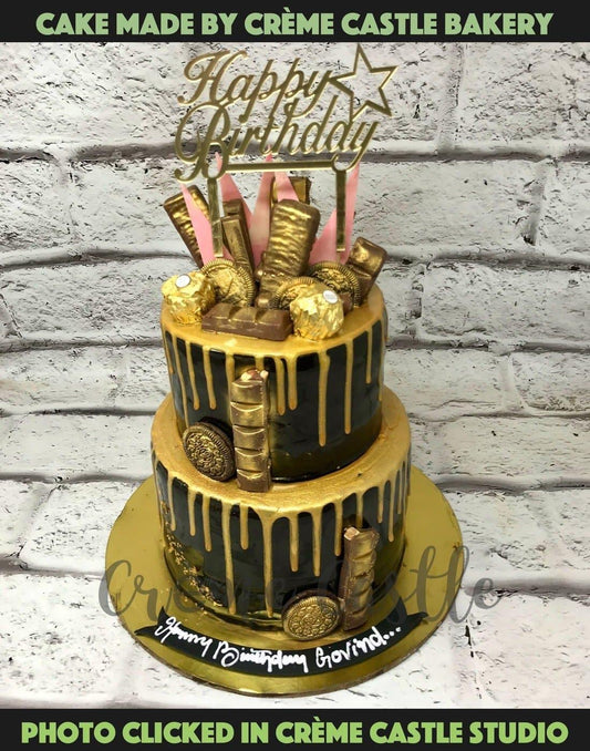 Golden Drip Design Cake - Creme Castle