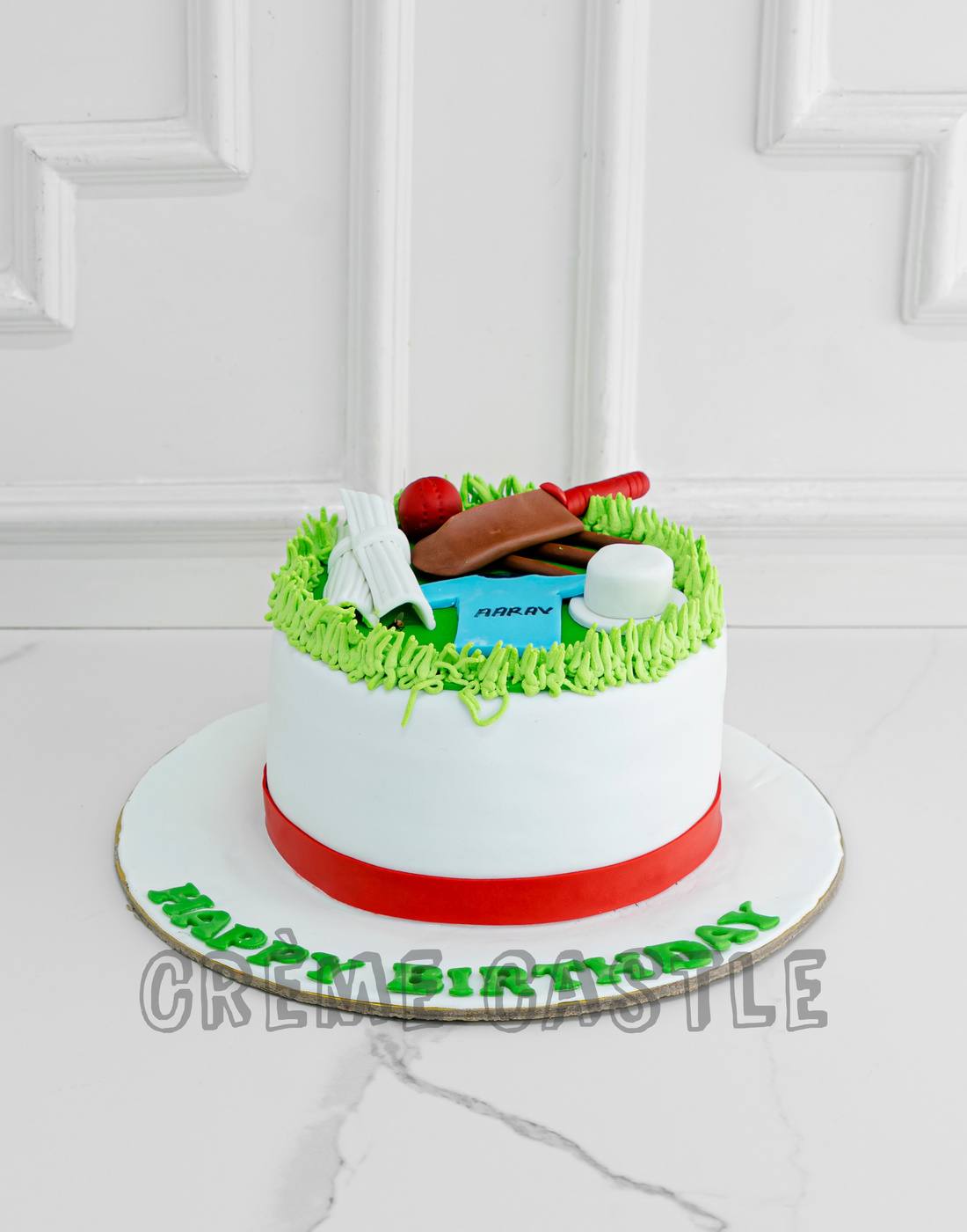 Cricket theme 2 tier designer fondant cake for cricket - CakesDecor