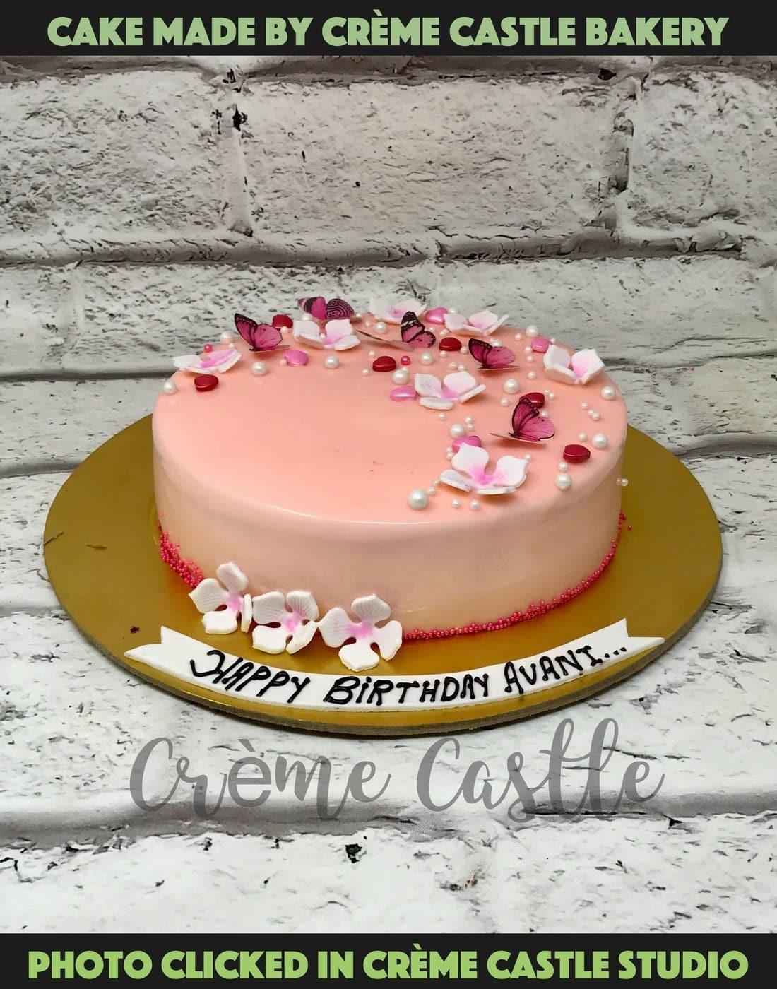 Pink Blossom Design Cake - Creme Castle