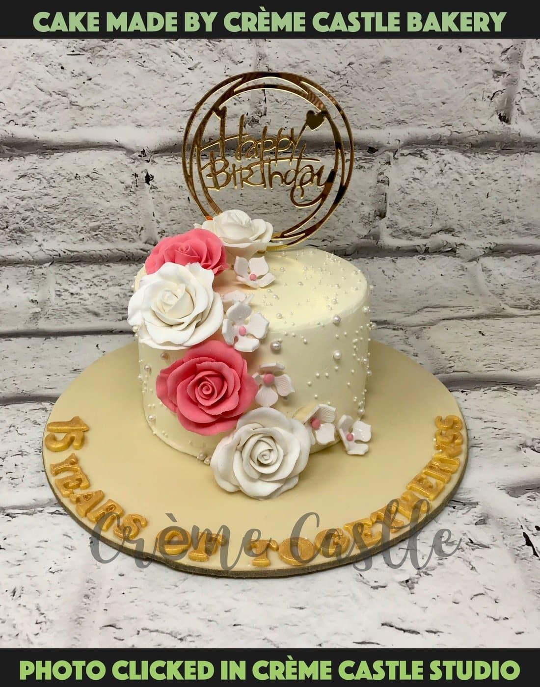 Multicolour Rose Design Cake - Creme Castle