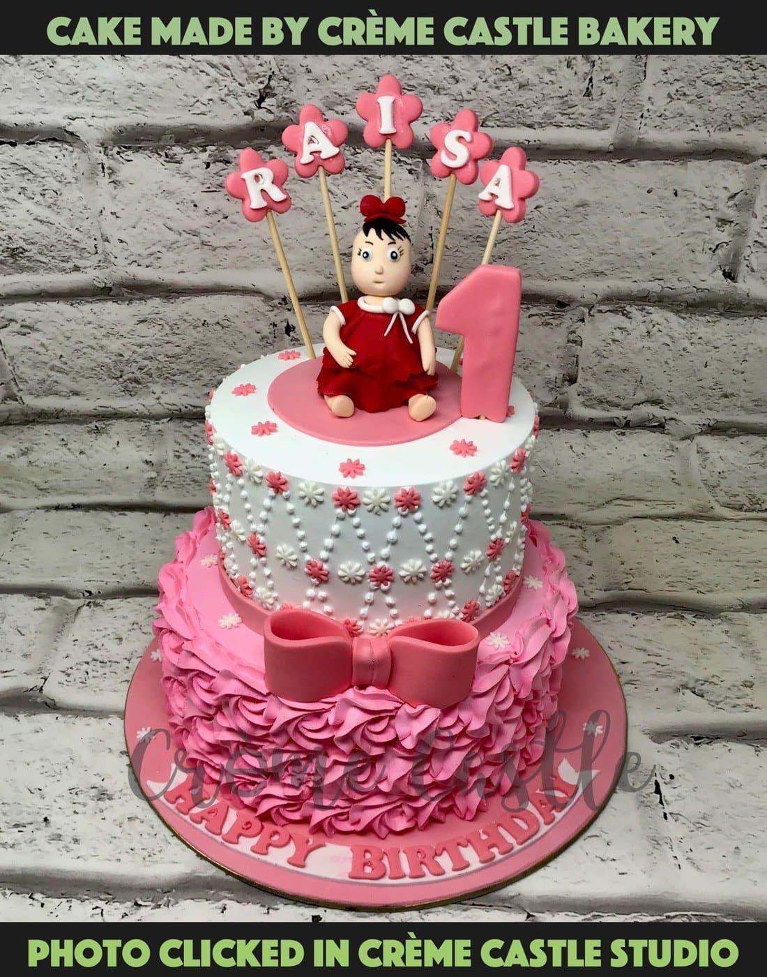 Baby Pink Tier Design Cake - Creme Castle