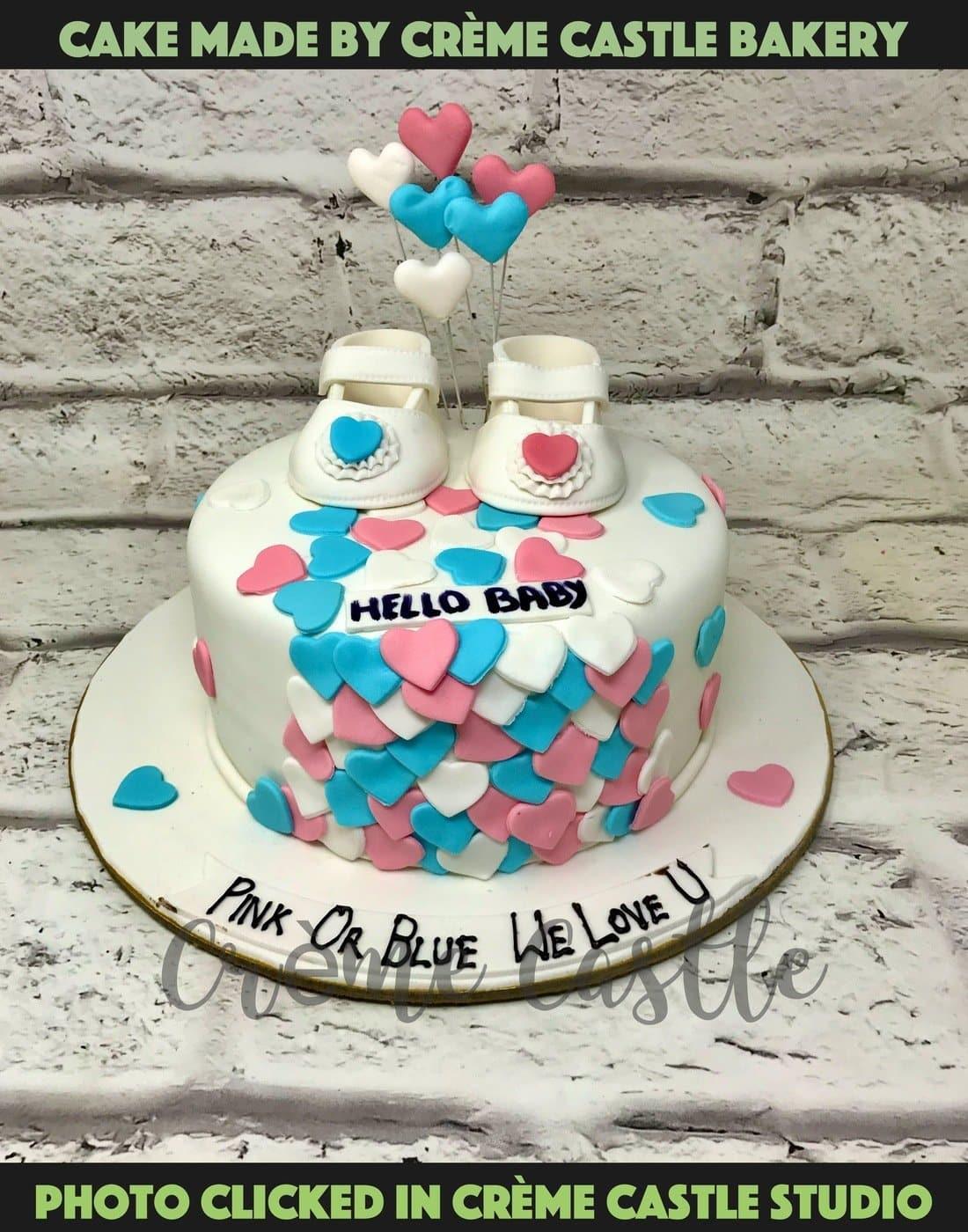 Baby Shower Hearts Design Cake - Creme Castle