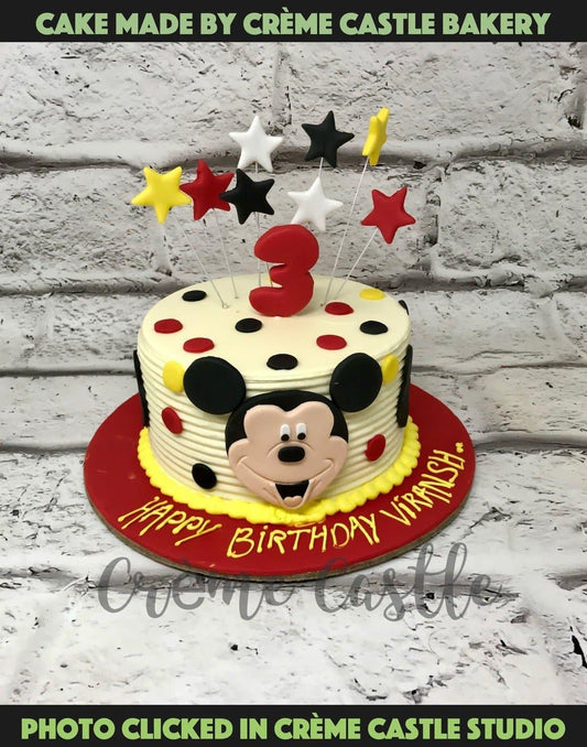 Mickey Stars Face Design Cake - Creme Castle