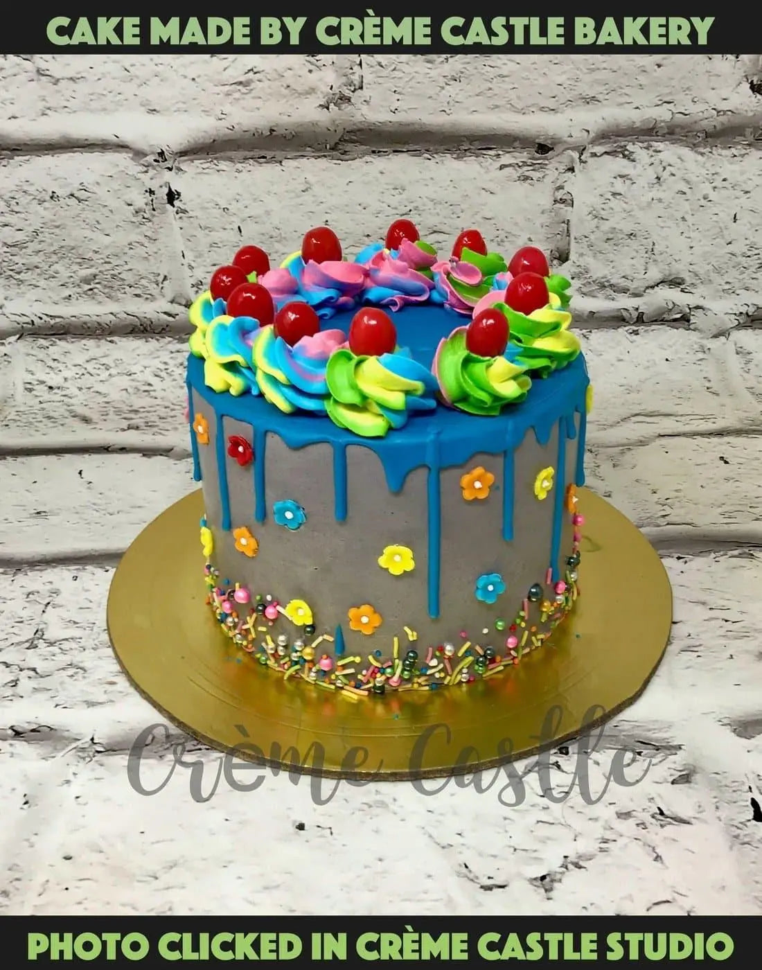 Multi Color Drip Design Cake - Creme Castle