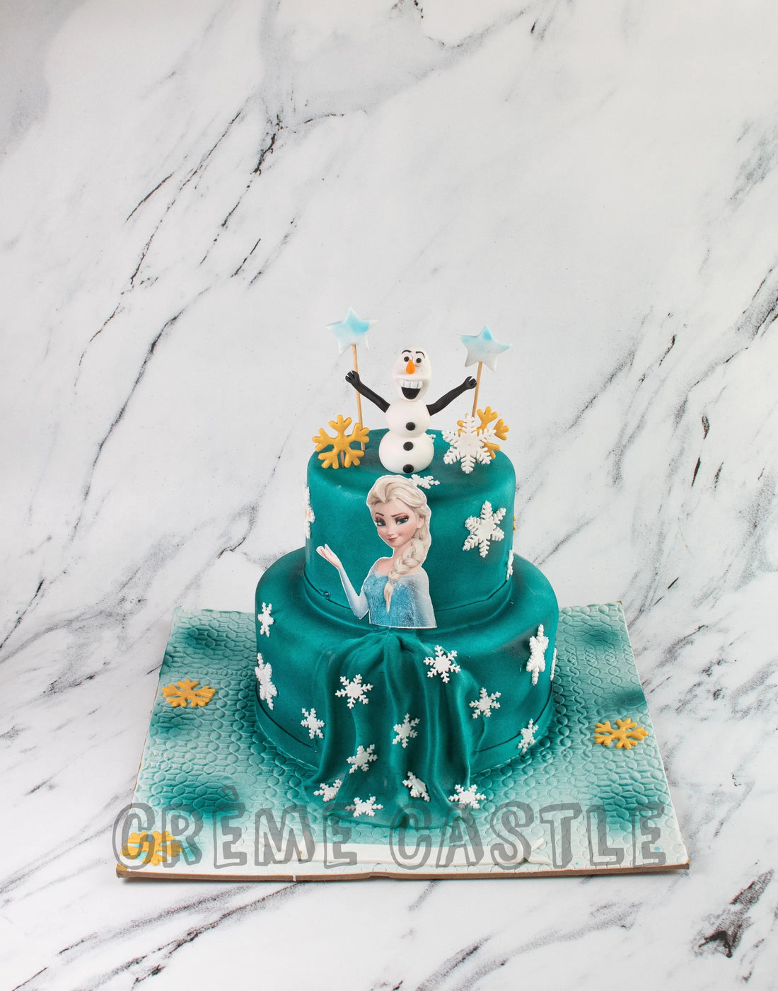 Frozen theme Cake with Hand Painting by Creme Castle