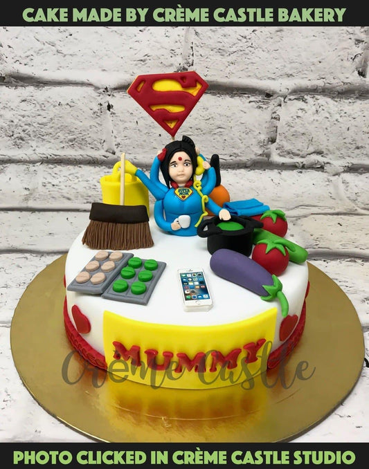 Superhero Mom Design Cake - Creme Castle