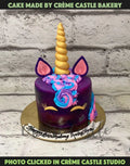 Purple Unicorn Design Cake