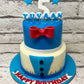 Blue Tuxedo Tier Design Cake - Creme Castle