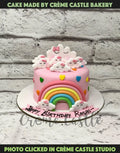 Pink Rainbow Clouds Design Cake