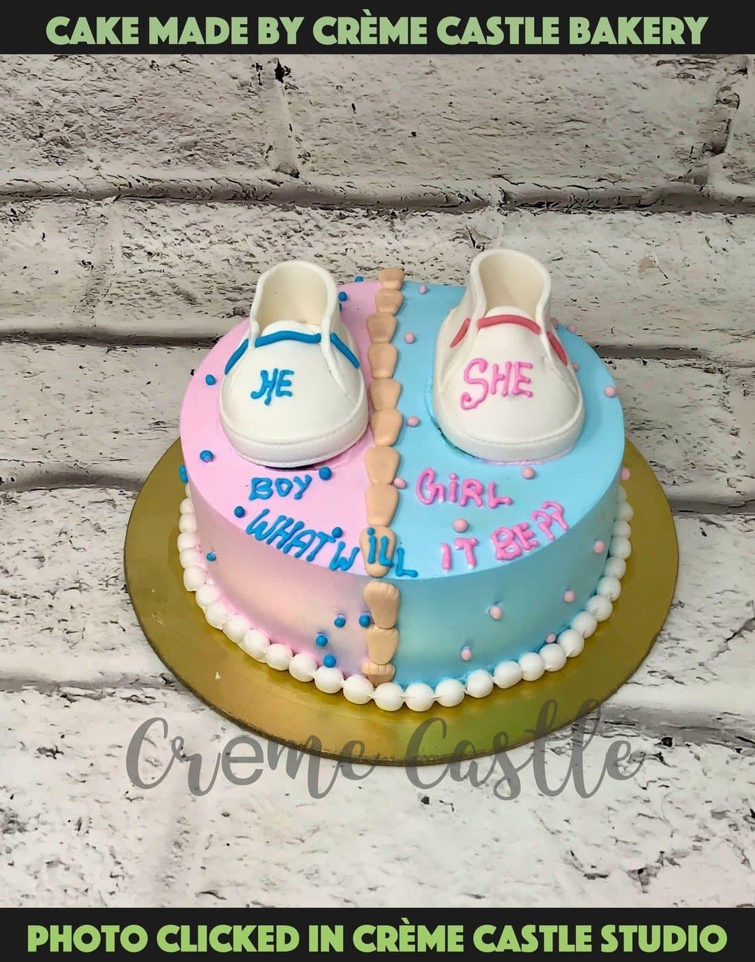 Pink and Blue Cream. Baby Shower Cake. Noida & Gurgaon