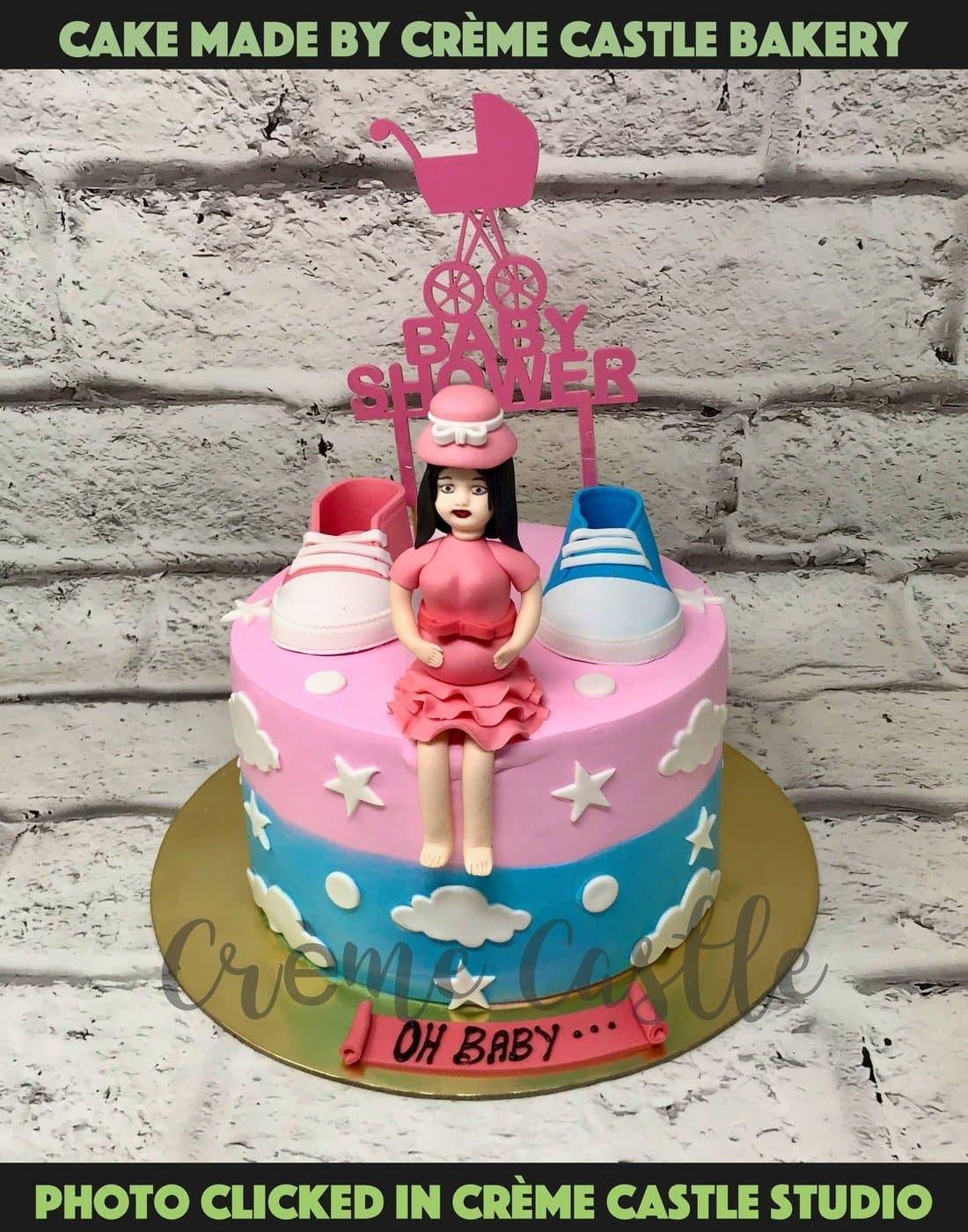Veena's Art of Cakes: Birthday cake with Pregnant woman sugar figure