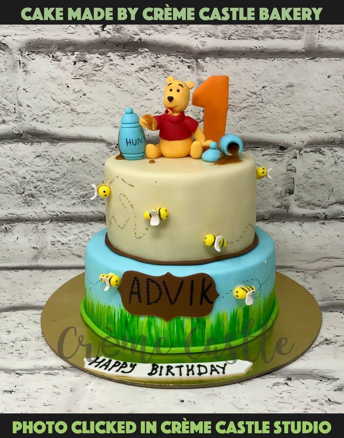 Winnie Pooh Tier Design Cake - Creme Castle