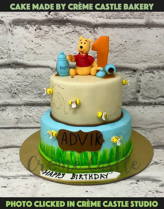 Winnie Pooh Tier Design Cake - Creme Castle