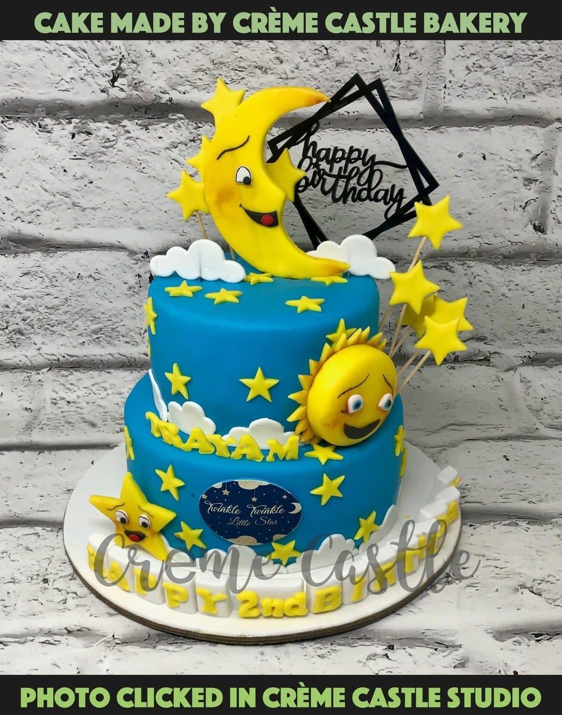Moon and Sun Design Cake - Creme Castle