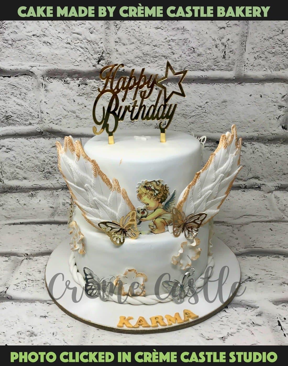 Angel and Wings Design Cake - Creme Castle