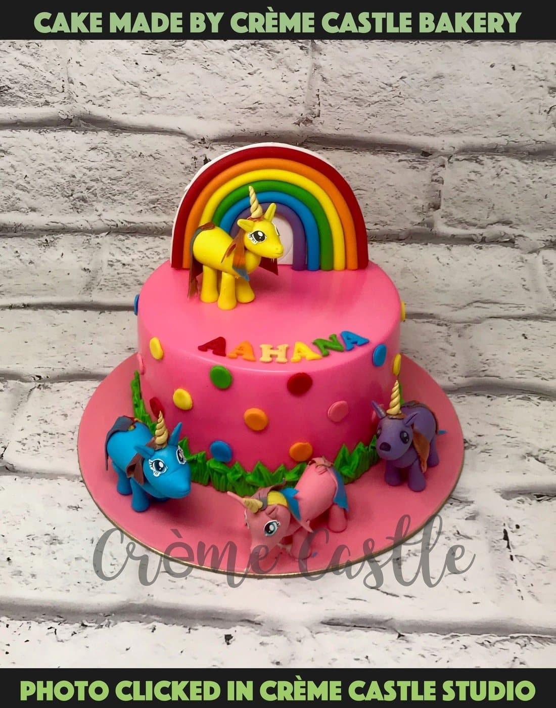 Rainbow Little Pony Design Cake - Creme Castle
