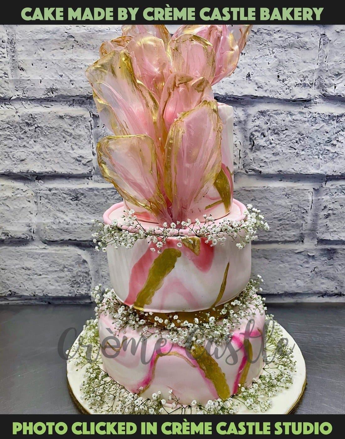Handcrafted Wedding Design Cake - Creme Castle