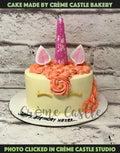 Orange Unicorn Design Cake