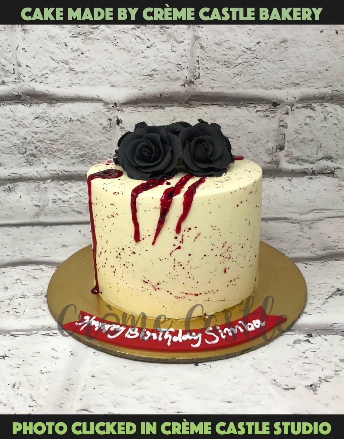 Blood Rose Design Cake - Creme Castle