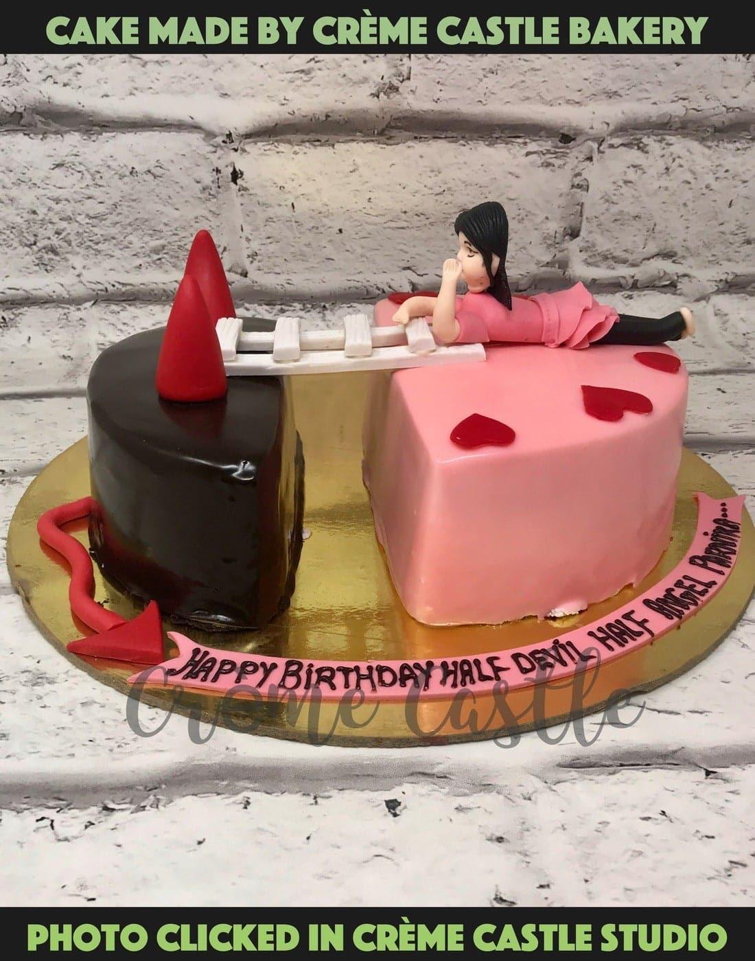 Angel Devil Girl Design Cake - Creme Castle