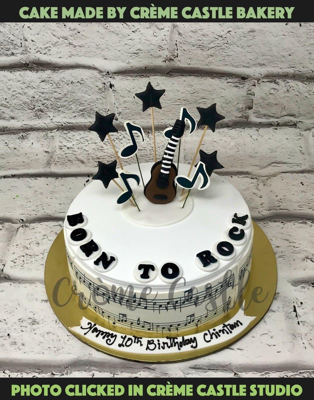 Guitar Notes Design Cake - Creme Castle