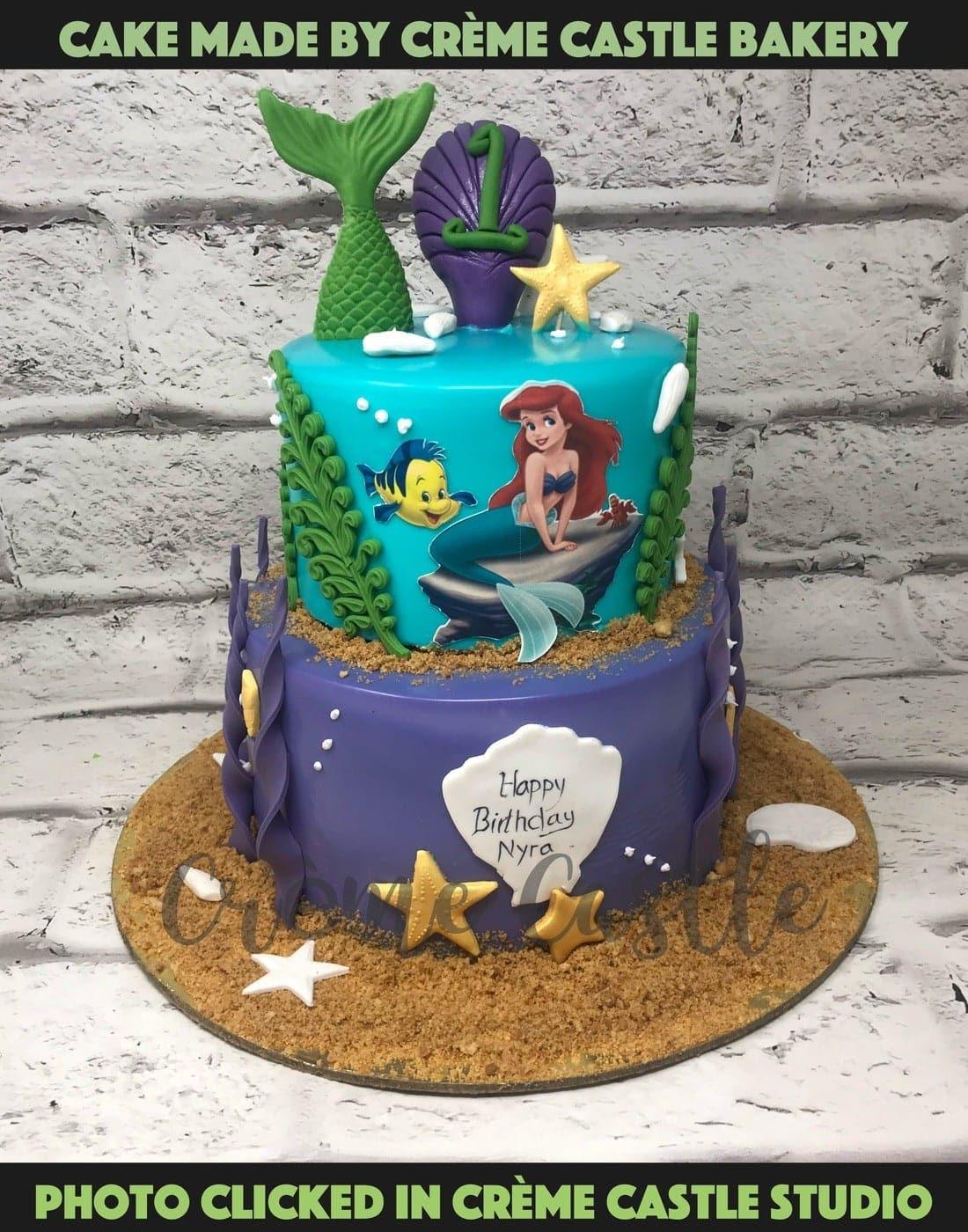 Mermaid Theme Cake in 2 Tier by Creme Castle