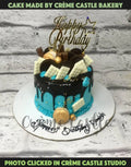 Blue Chocolate Drip Design Cake