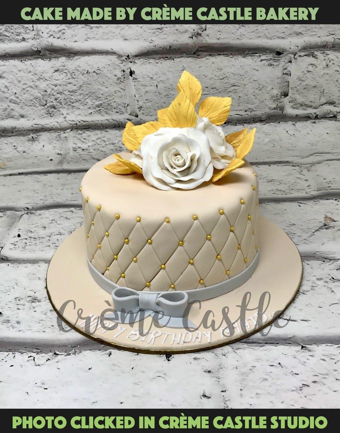Beige Rose Gold Design Cake - Creme Castle