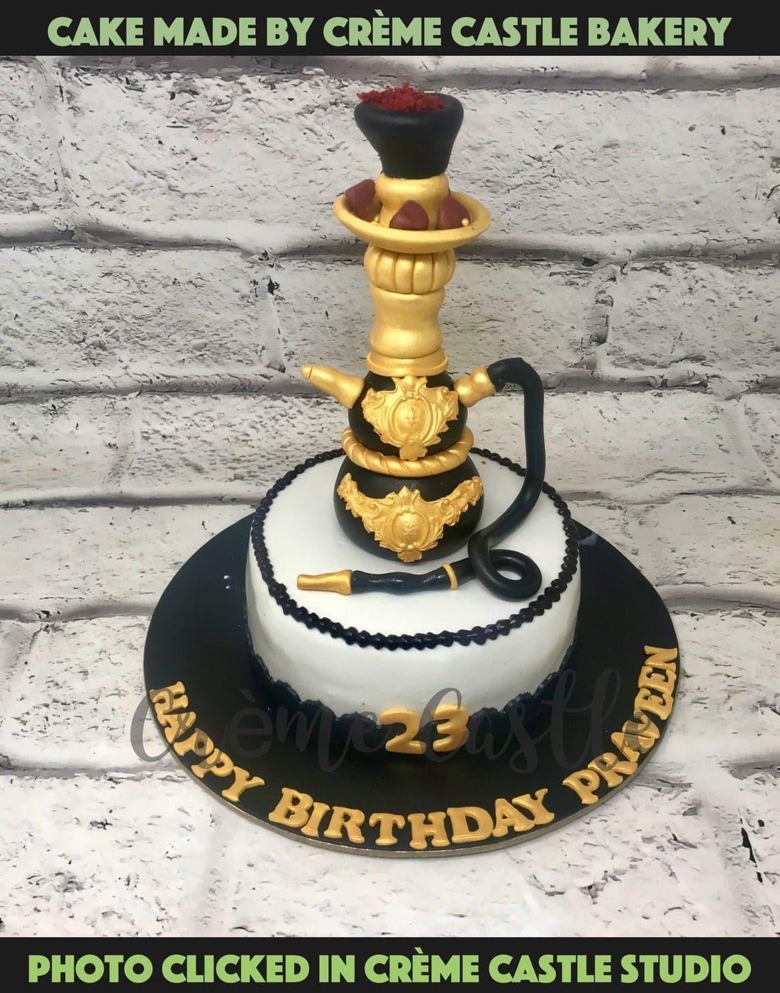 Golden Sheesha Design Cake - Creme Castle